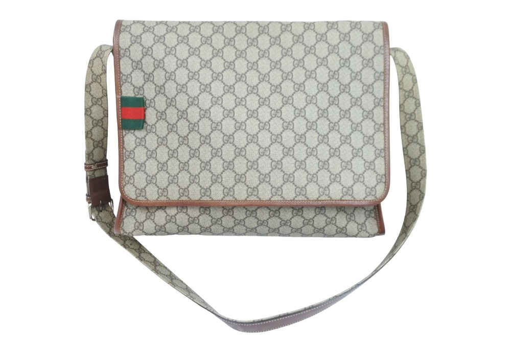 Gucci GG Supreme Sherry Shoulder Bag Leather Beige Cream Brown
